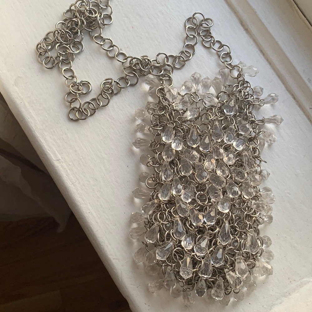 Slinky crystal lipstick bag with metal chain